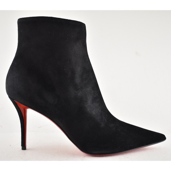 Christian Louboutin So Apostropha Booty 80 Black Suede Ankle Heel Bootie 36 - Picture 2 of 16